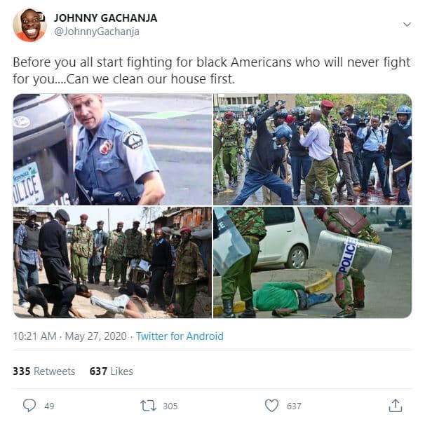 Johnny gachanja johnnygachanja before you all start fighting for black americans