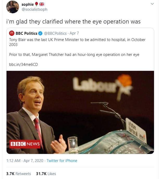 Sophie 6 socialistsoph i'm glad they clarified where the eye operation was bbc p