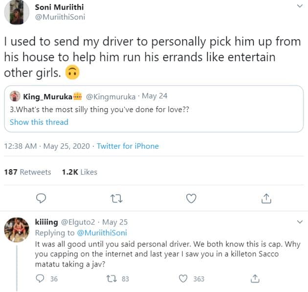 Soni muriithi muriithisoni used to send my driver to personally pick him up from