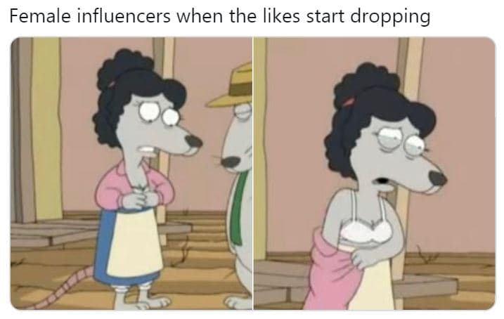 Female influencers when the likes start dropping