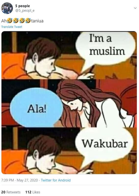 5 people 5_peopl ah 9 taniua translate twveet ima muslim ala' wakubar 7,39 pm .