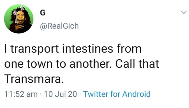 G realgich transport intestines from one town to another. call that transmara. 1