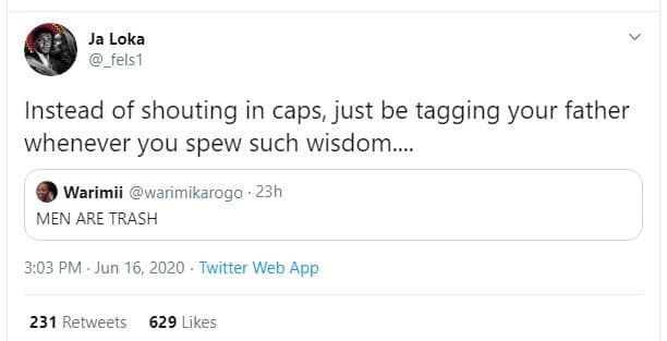 Ja loka fels1 instead of shouting in caps, just be tagging your father whenever