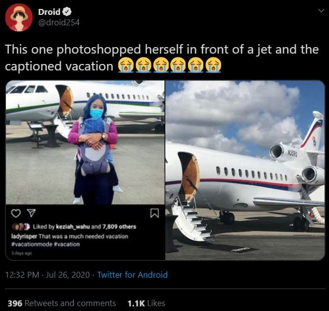Droid droid254 this one photoshopped herself in front of a jet and the captioned