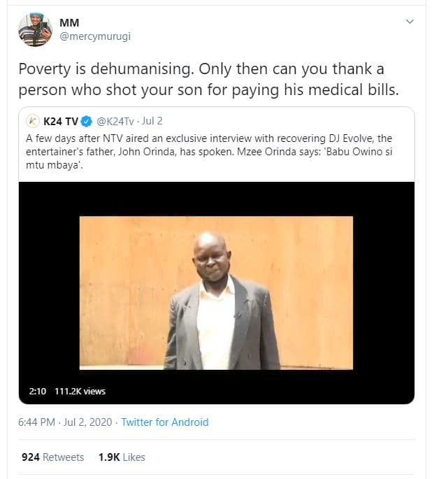 Mm mercymurugi poverty is dehumanising only then can you thank a person who shot