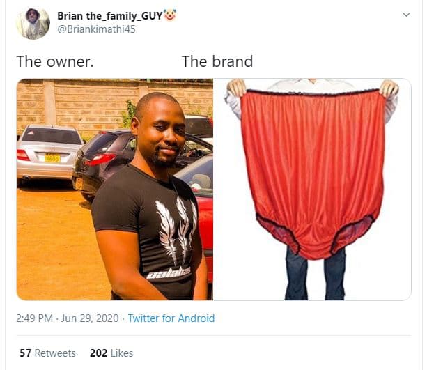 Brian the_family_guy briankimathi4s the owner. the brand 2.49 pm jun 29, twitter