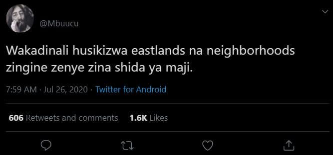 Mbuucu wakadinali husikizwa eastlands na neighborhoods zingine zenye zina shida
