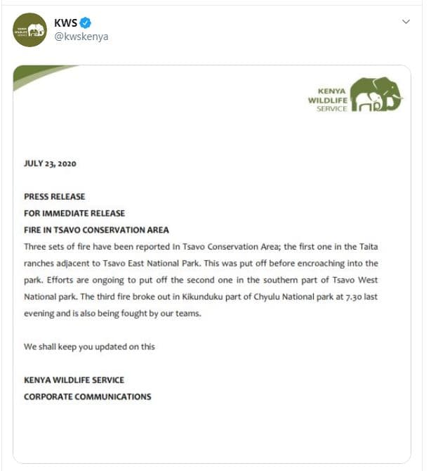 Kws kwskenya kenya wildlife sirvici july 23, press release for immediate release