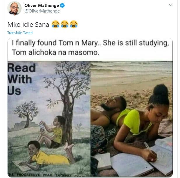 Oliver mathenge olivermathenge mko idle sana translate twveet finally found tom