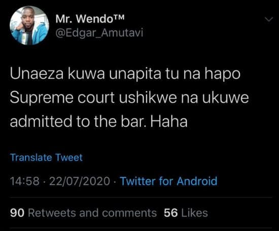 Mr. wendotm edgar_amutavi unaeza kuwa unapita tu na hapo supreme court ushikwe n