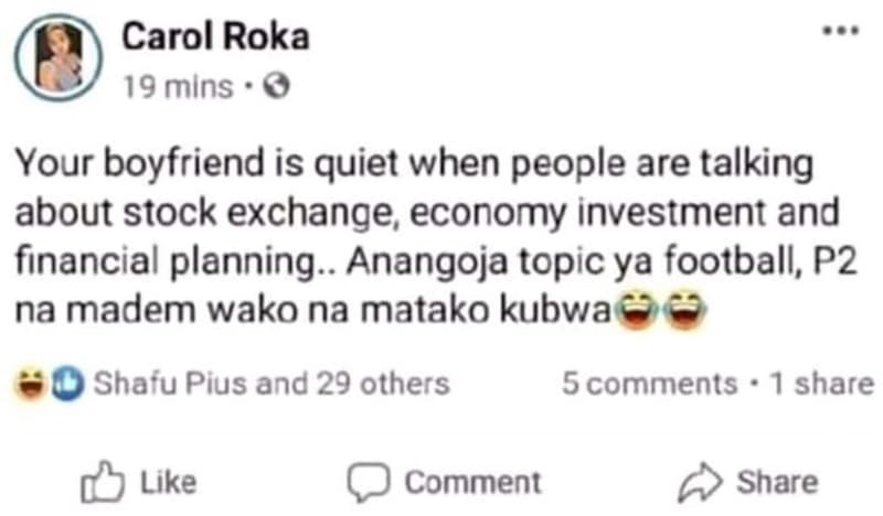 Carol roka 19 mins your boyfriend is quiet when people are talking about stock e