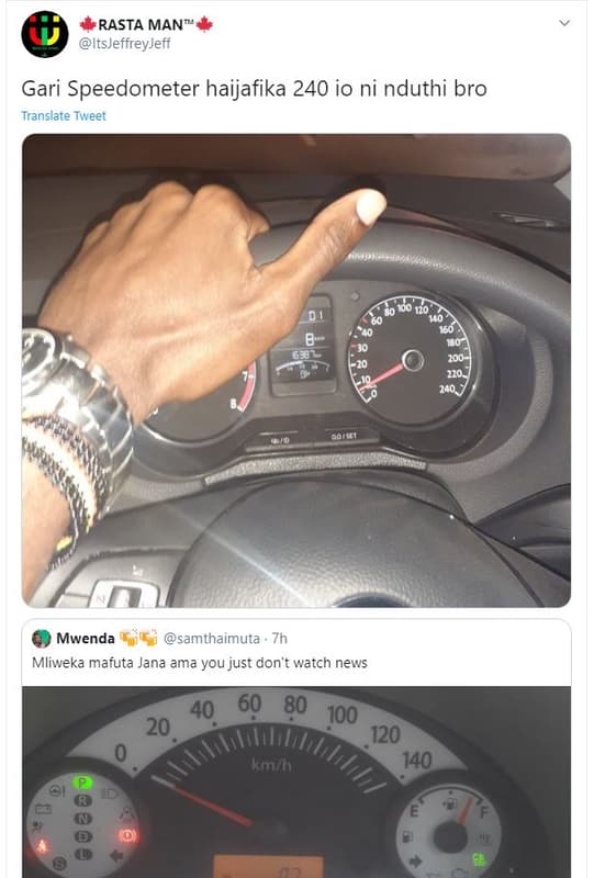 Rasta man itsjeffreyjeff gari speedometer haijafika 240 io ni nduthi bro transla