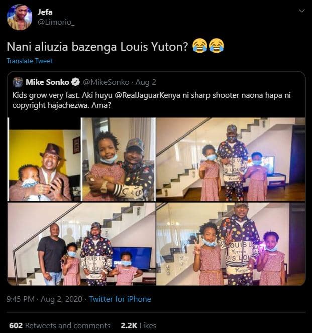 Jefa limorio nani aliuzia bazenga louis yuton? translate tweet mike sonko mikeso