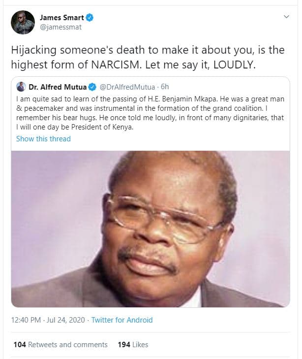 James smart jamessmat hijacking someone's death to make it about you is the high