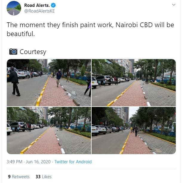 Road alerts roadalertske the moment they finish paint work, nairobi cbd will be