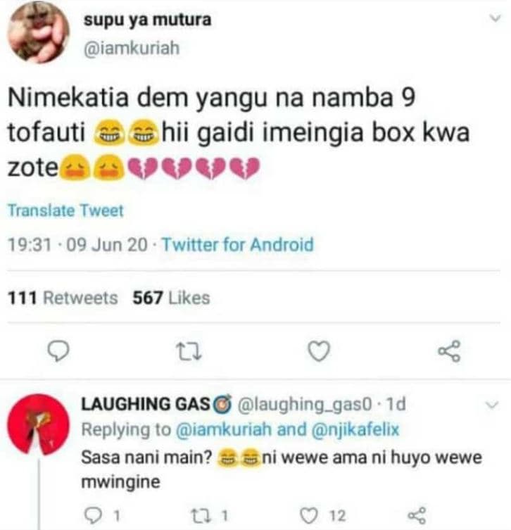 Supu ya mutura iamkuriah nimekatia dem yangu na namba 9 tofauti hii gaidi imeing