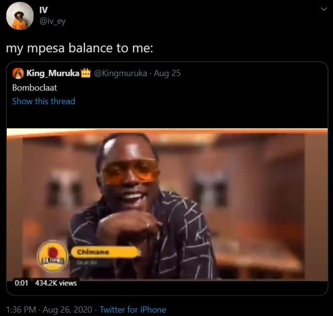 Iv iv_ey my mpesa balance to me king_muruka kingmuruka aug 25 bomboclaat show th