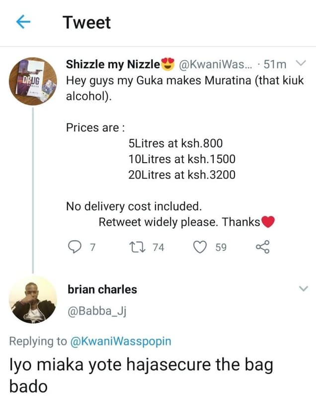 Tweet shizzle my nizzle kwaniwas _ 51m hey guys my guka makes muratina that kiuk