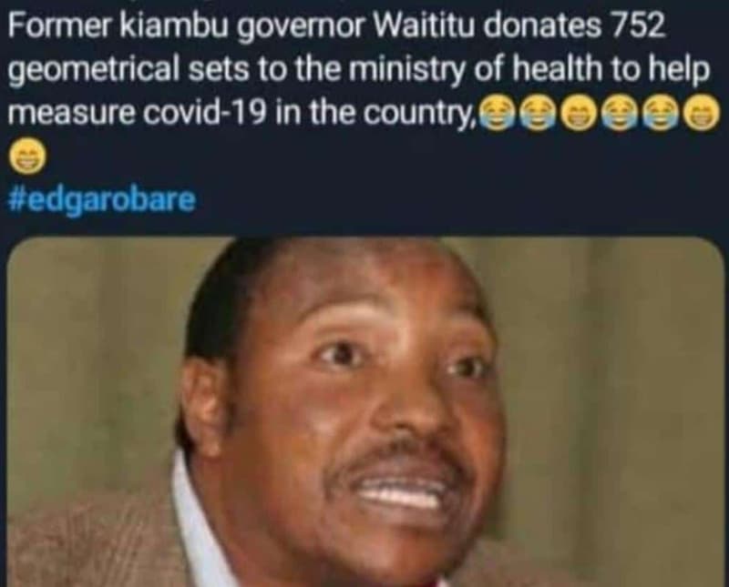 Former kiambu governor waititu donates 752 geometrical sets to the ministry of h