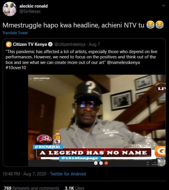 Aleckie ronald siralexas mmestruggle hapo kwa headline achieni ntv tu translate