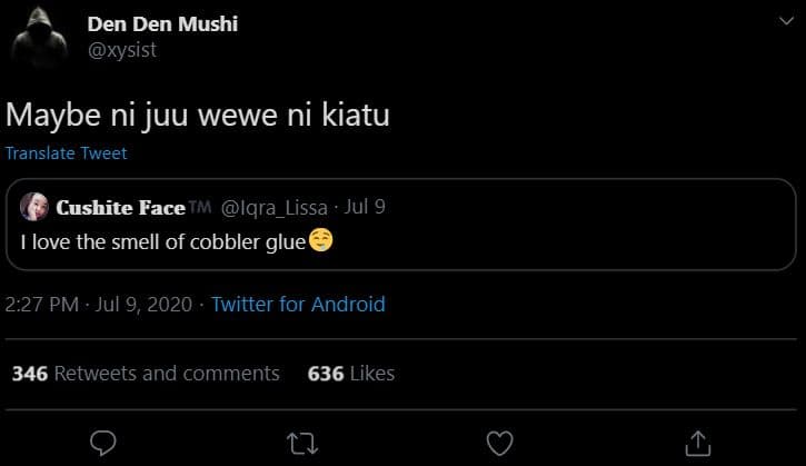 Den den mushi xysist maybe ni juu wewe ni kiatu translate tweet cushite face tm