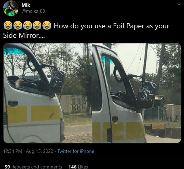 Mlk malks_88 how do you use a foil paper as your side mirror. 12.34 pm aug 15, t