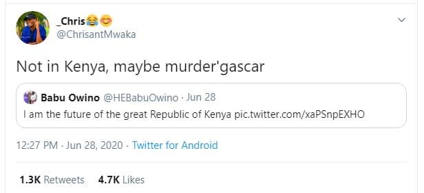 Chris chrisantmwaka not in kenya maybe murder'gascar babu owino hebabuowino jun