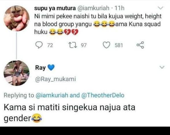 Supu ya mutura iamkuriah 1h ni mimi pekee naishi tu bila kujua weight, height na