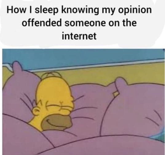 How sleep knowing my opinion offended someone on the internet