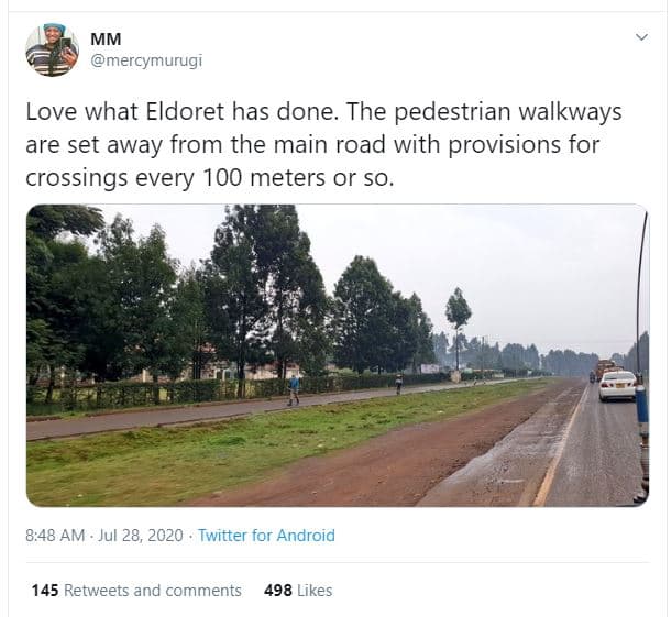 Mm mercymurugi love what eldoret has done. the pedestrian walkways are set away