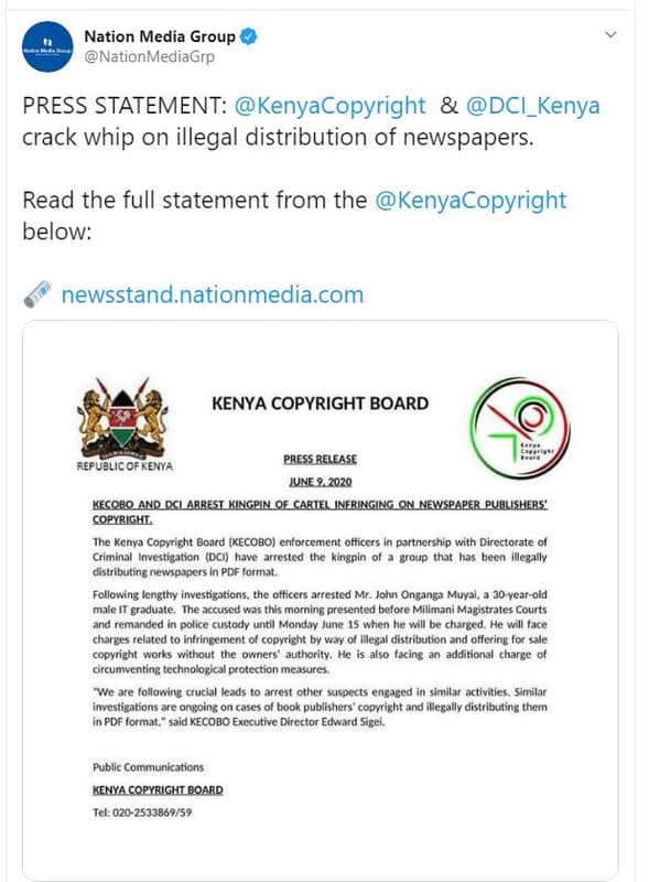 Nation media group nationmediagrp press statement kenyacopyright dci_kenya crack