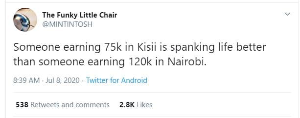 The funky little chair mintintosh someone earning 75k in kisii is spanking life