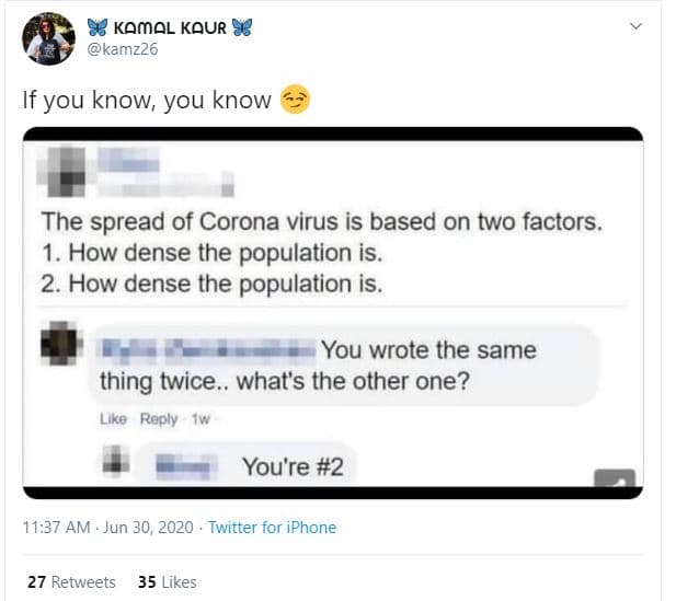 83 komol kaur 83 kamz26 if you know you know the spread of corona virus is based