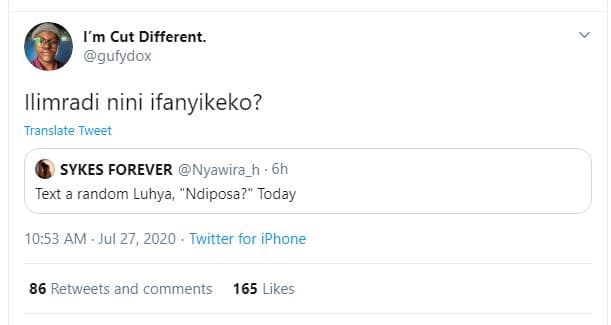 Im cut different. gufydox ilimradi nini ifanyikeko? translate tweet sykes foreve