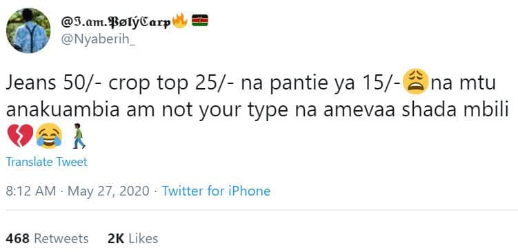 5.an. bolfcarp nyaberih jeans 50 crop top 25 na pantie ya 15 na mtu anakuambia a