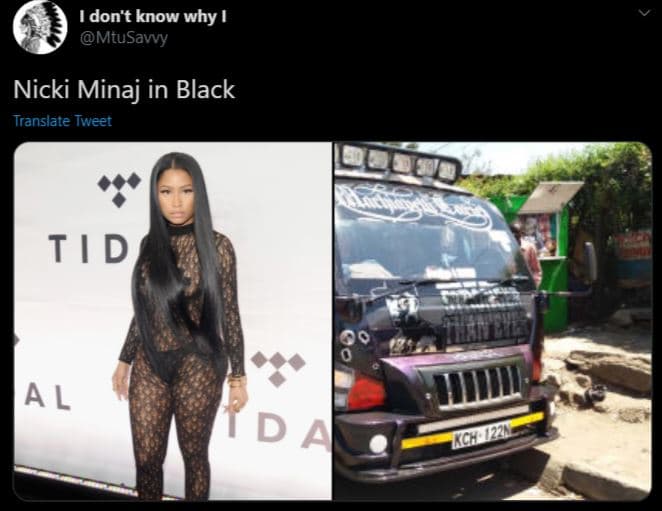 Don't know why mtusavvy nicki minaj in black translate tweet tid al d a kch