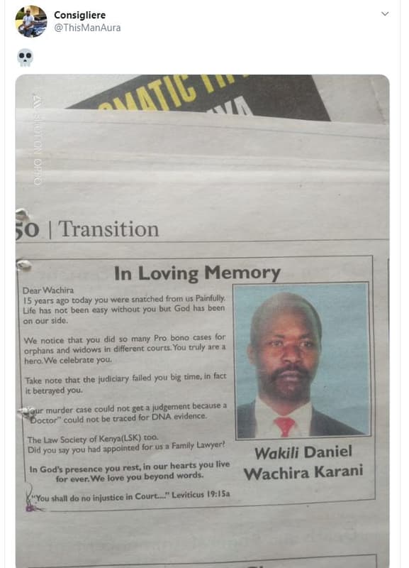 Consigliere thismanaura 0 transition in loving memory dear wachira 15 years ago