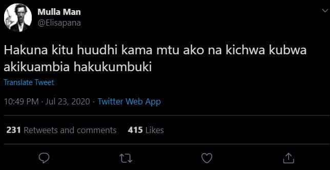 Mulla man elisapana hakuna kitu huudhi kama mtu ako na kichwa kubwa akikuambia h