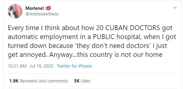 Merlene! merisweetness every time think about how 20 cuban doctors got automatic