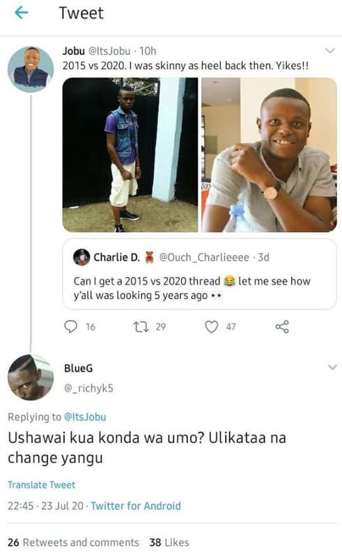 Tweet jobu itsjobu 10h vs . was skinny as heel back then yikes! ! charlie d. ouc