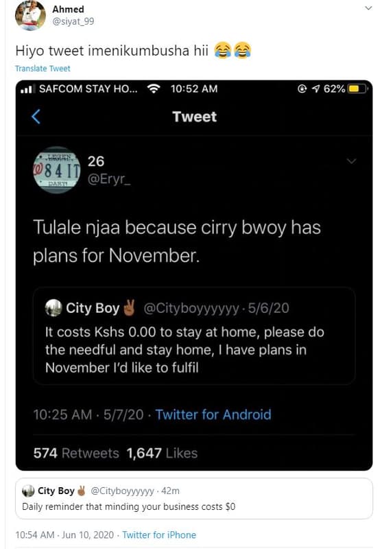 Ahmed siyat_99 hiyo tweet imenikumbusha hii translate tweet safcom stay ho 1052