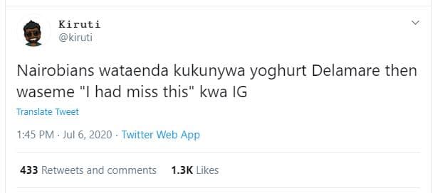 Kiruti kiruti nairobians wataenda kukunywa yoghurt delamare then waseme had miss