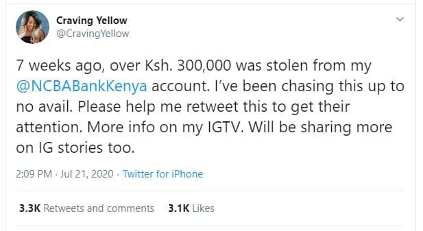 Craving yellow craving yellow 7 weeks ago over ksh. 300,000 was stolen from my n
