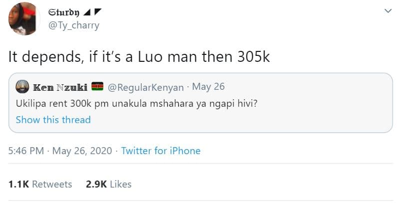 Gturbn ty charry it depends if its a luo man then 305k ken nzuki regularkenyan m