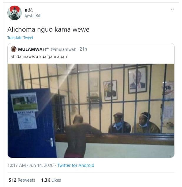 Bıll. stillbill alichoma nguo kama wewe translate tweet mulamwah mulamwah 21h sh