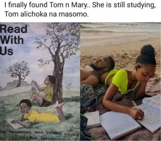 Finally found tom mary . she is still studying tom alichoka na masomo_ read with