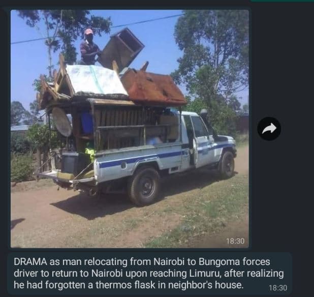 18.30 drama as man relocating from nairobi to bungoma forces driver to return to