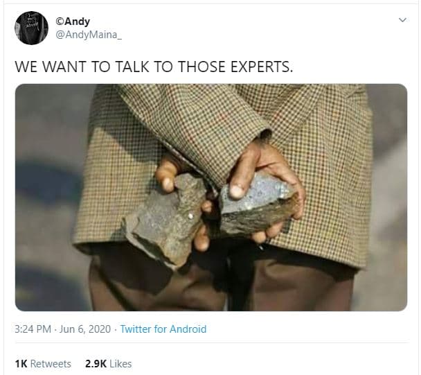 Andy andymaina we want to talk to those experts. 3.24 pm jun 6 twitter for andro