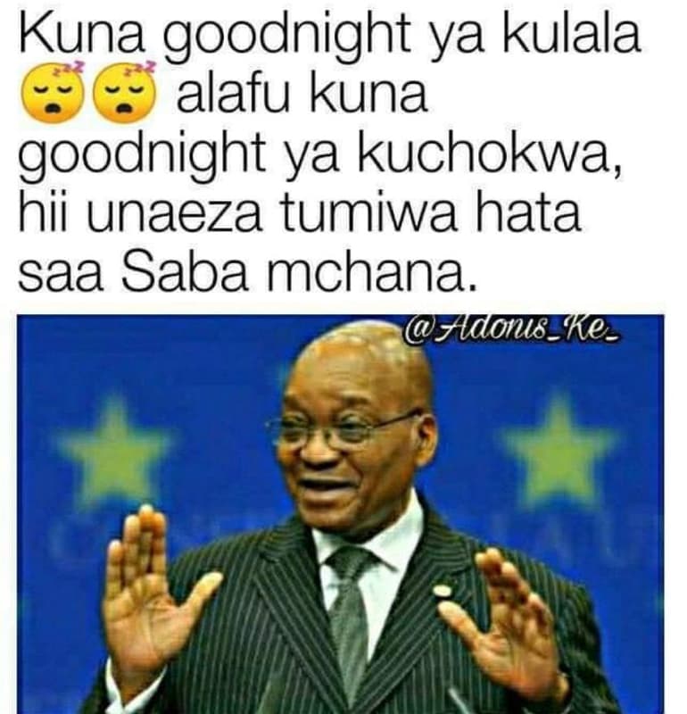 Kuna goodnight ya kulala alafu kuna goodnight ya kuchokwa hii unaeza tumiwa hata