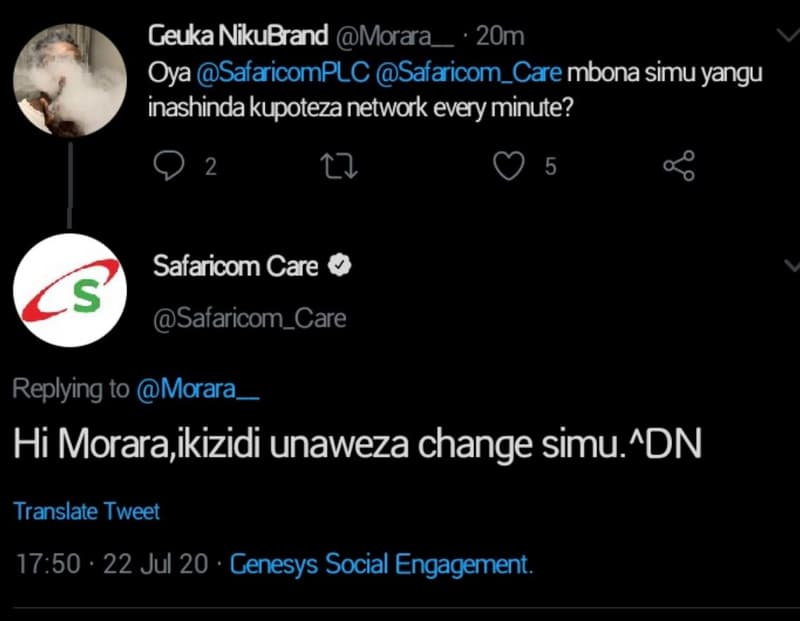 Ceuka nikubrand morara 2om oya safaicomplc safaicom_care mbona simu yangu inashi